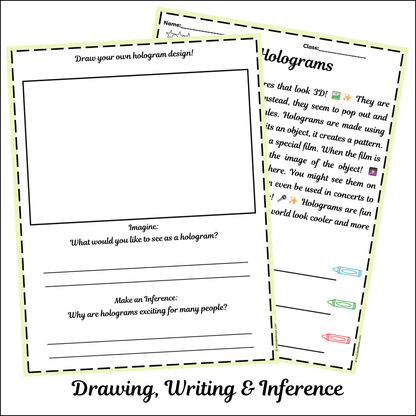 Holograms | Short Reading Comprehension Creative Worksheet