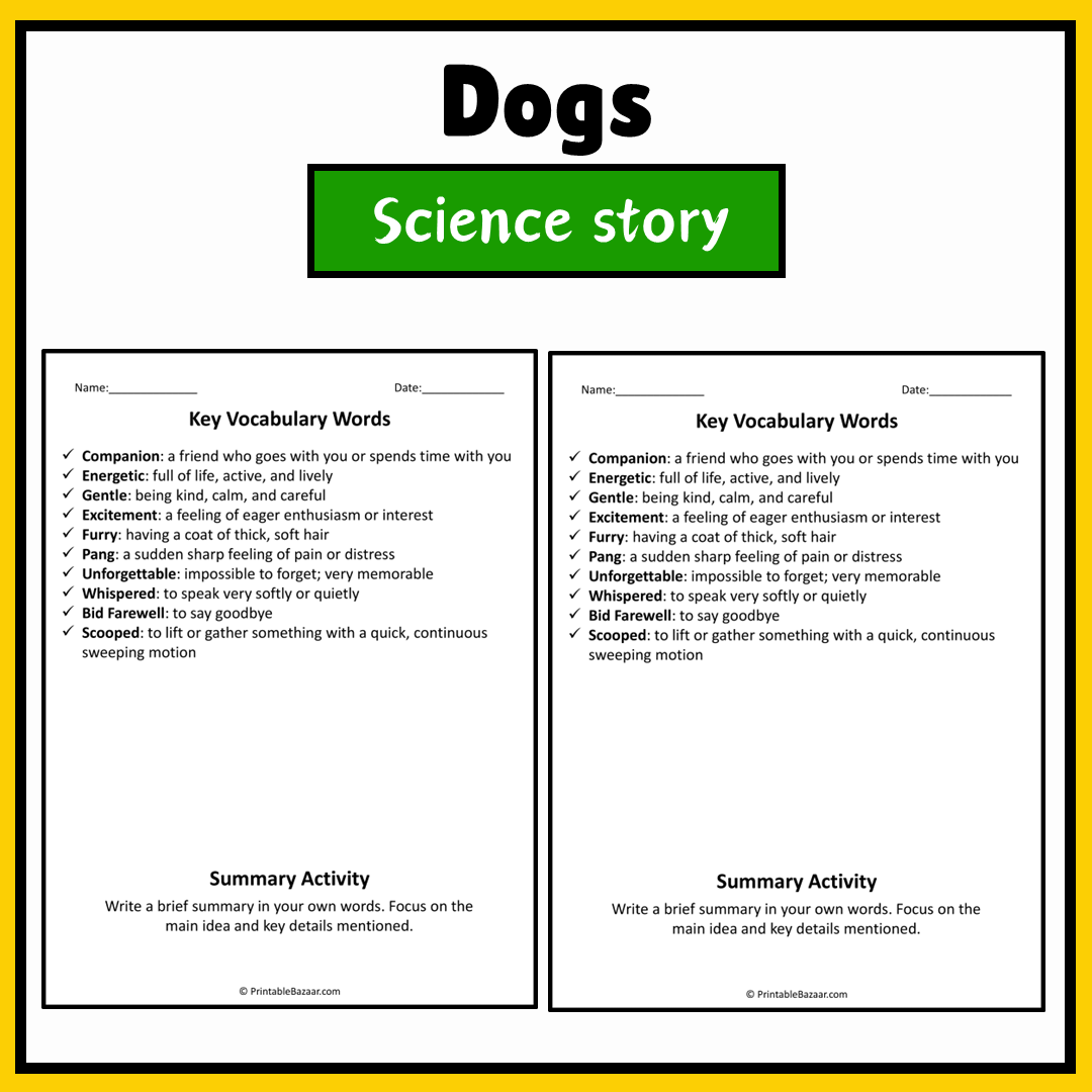 Dogs | Science Story Reading Comprehension Activity