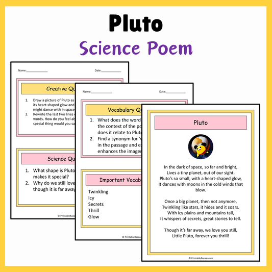 Pluto | Science Poem Reading Comprehension Activity