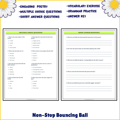 Non-Stop Bouncing Ball | Poem Grammar Worksheet Printable Activity