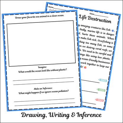 Marine Life Destruction | Short Reading Comprehension Creative Worksheet