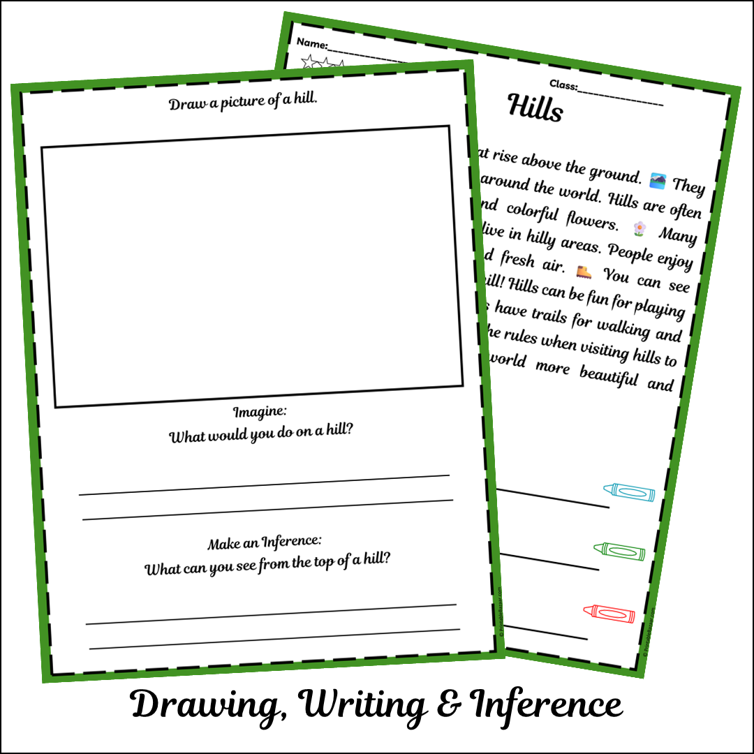 Hills | Short Reading Comprehension Creative Worksheet