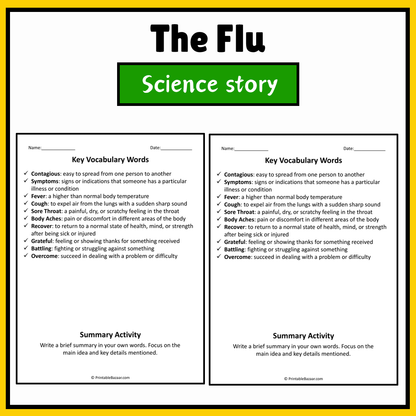 The Flu | Science Story Reading Comprehension Activity