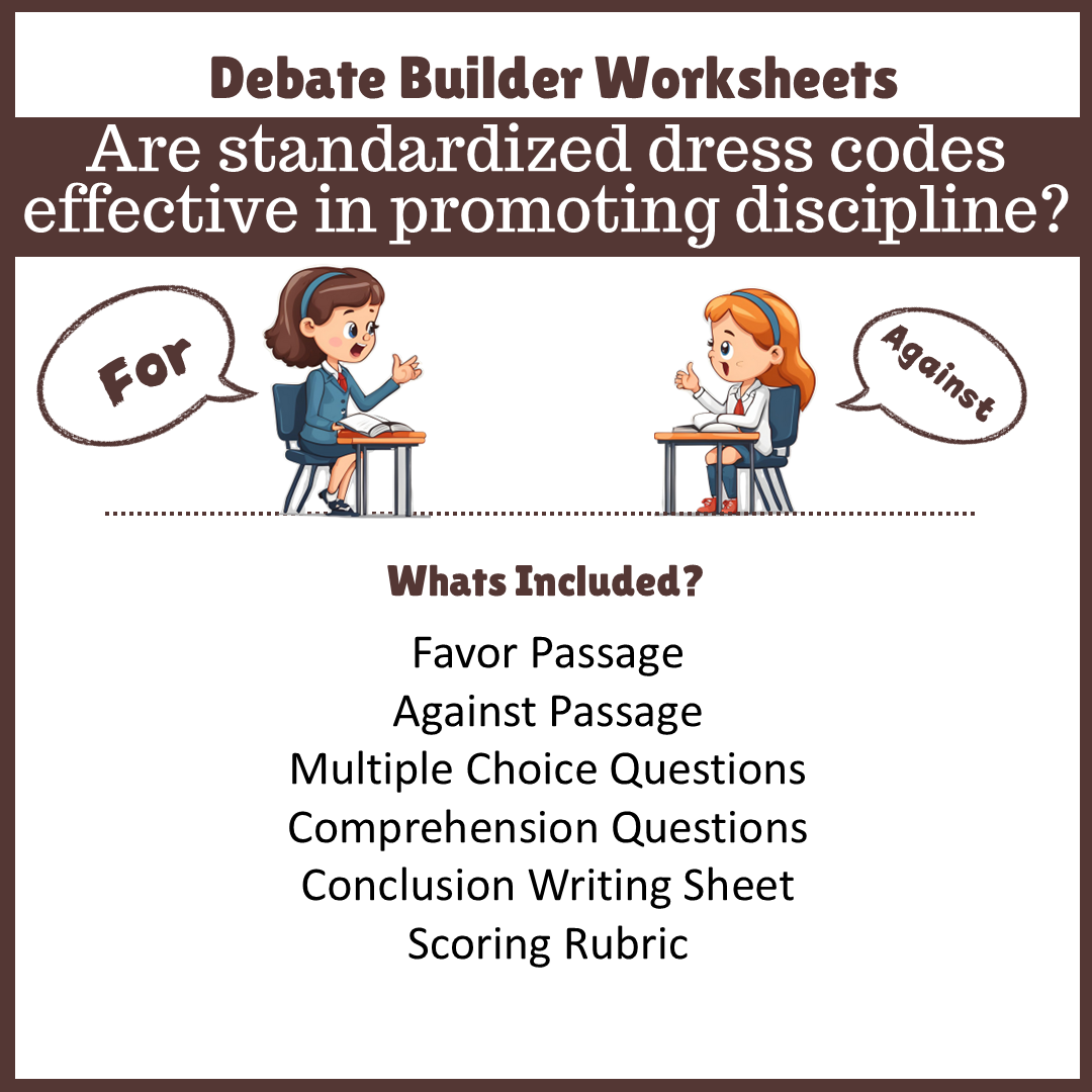 Are standardized dress codes effective in promoting discipline? | Favour and Against Worksheet Printable Activity