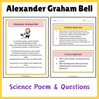 Alexander Graham Bell | Science Poem Reading Comprehension Activity