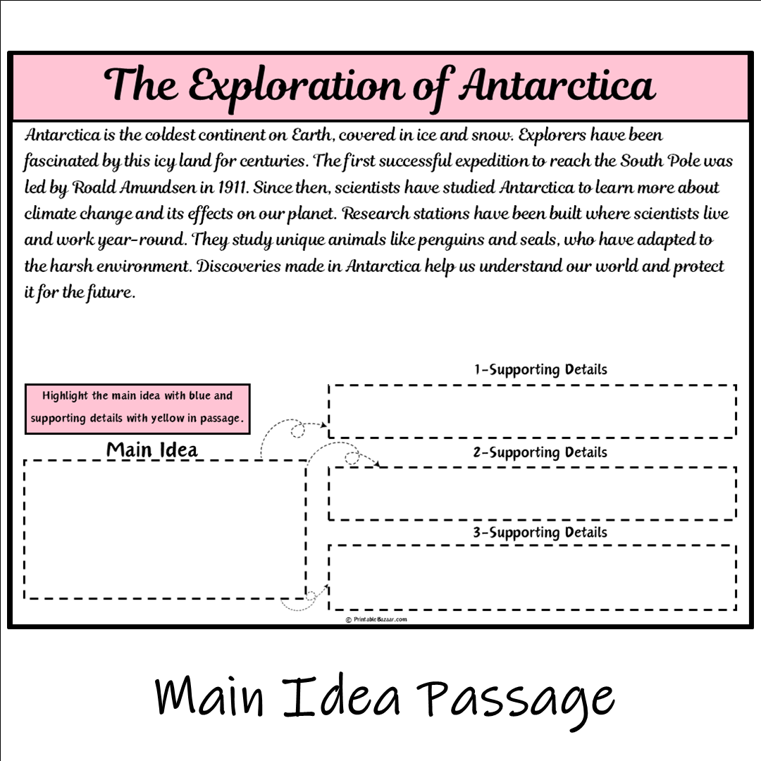 The Exploration of Antarctica | Main Idea and Supporting Details Reading Passage and Questions