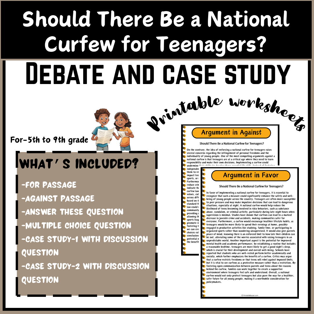 Should There Be a National Curfew for Teenagers? | Debate Case Study Worksheet