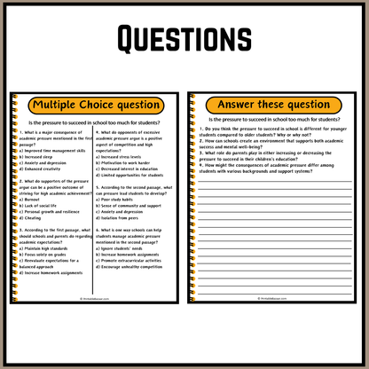 Is the pressure to succeed in school too much for students? | Debate Case Study Worksheet