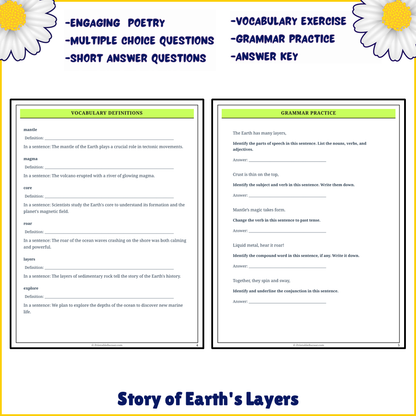 Story of Earth's Layers | Poem Grammar Worksheet Printable Activity