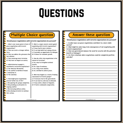 Should peace negotiations with terrorist organizations be pursued? | Debate Case Study Worksheet