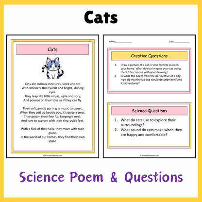 Cats | Science Poem Reading Comprehension Activity