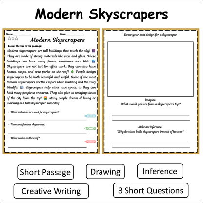 Modern Skyscrapers | Short Reading Comprehension Creative Worksheet