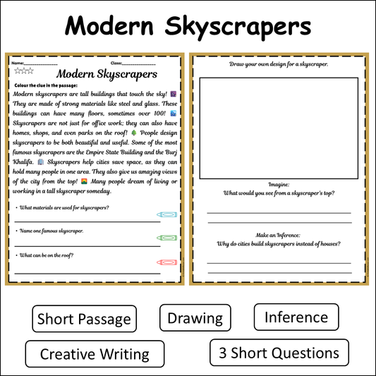 Modern Skyscrapers | Short Reading Comprehension Creative Worksheet
