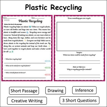 Plastic Recycling | Short Reading Comprehension Creative Worksheet
