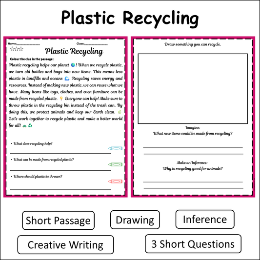 Plastic Recycling | Short Reading Comprehension Creative Worksheet