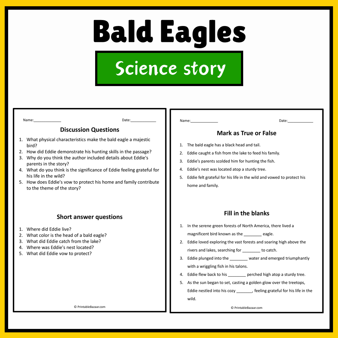 Bald Eagles | Science Story Reading Comprehension Activity