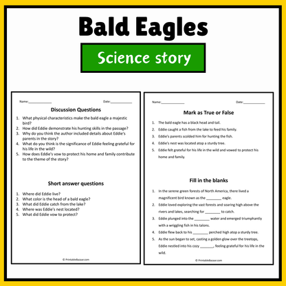 Bald Eagles | Science Story Reading Comprehension Activity