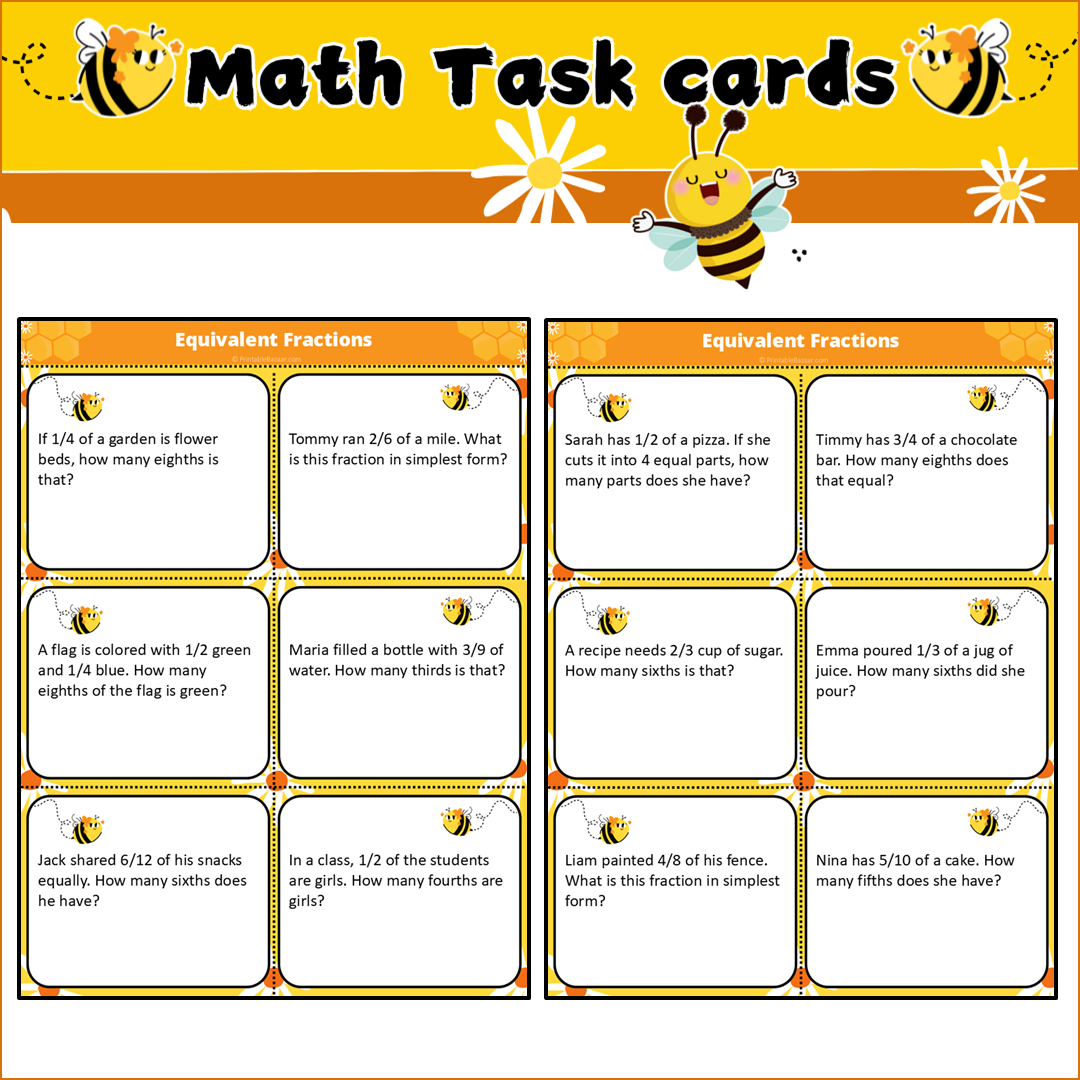 Equivalent Fractions | Math Task Cards