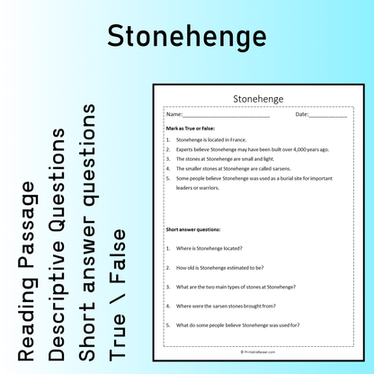Stonehenge | Reading Comprehension Passage Printable Worksheet