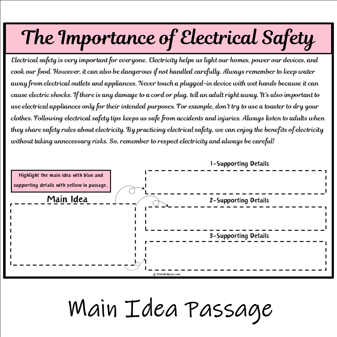 The Importance of Electrical Safety | Main Idea and Supporting Details Reading Passage and Questions