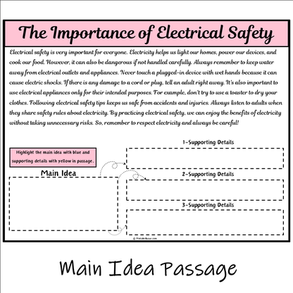 The Importance of Electrical Safety | Main Idea and Supporting Details Reading Passage and Questions