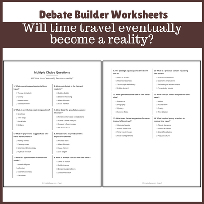 Will time travel eventually become a reality? | Favour and Against Worksheet Printable Activity