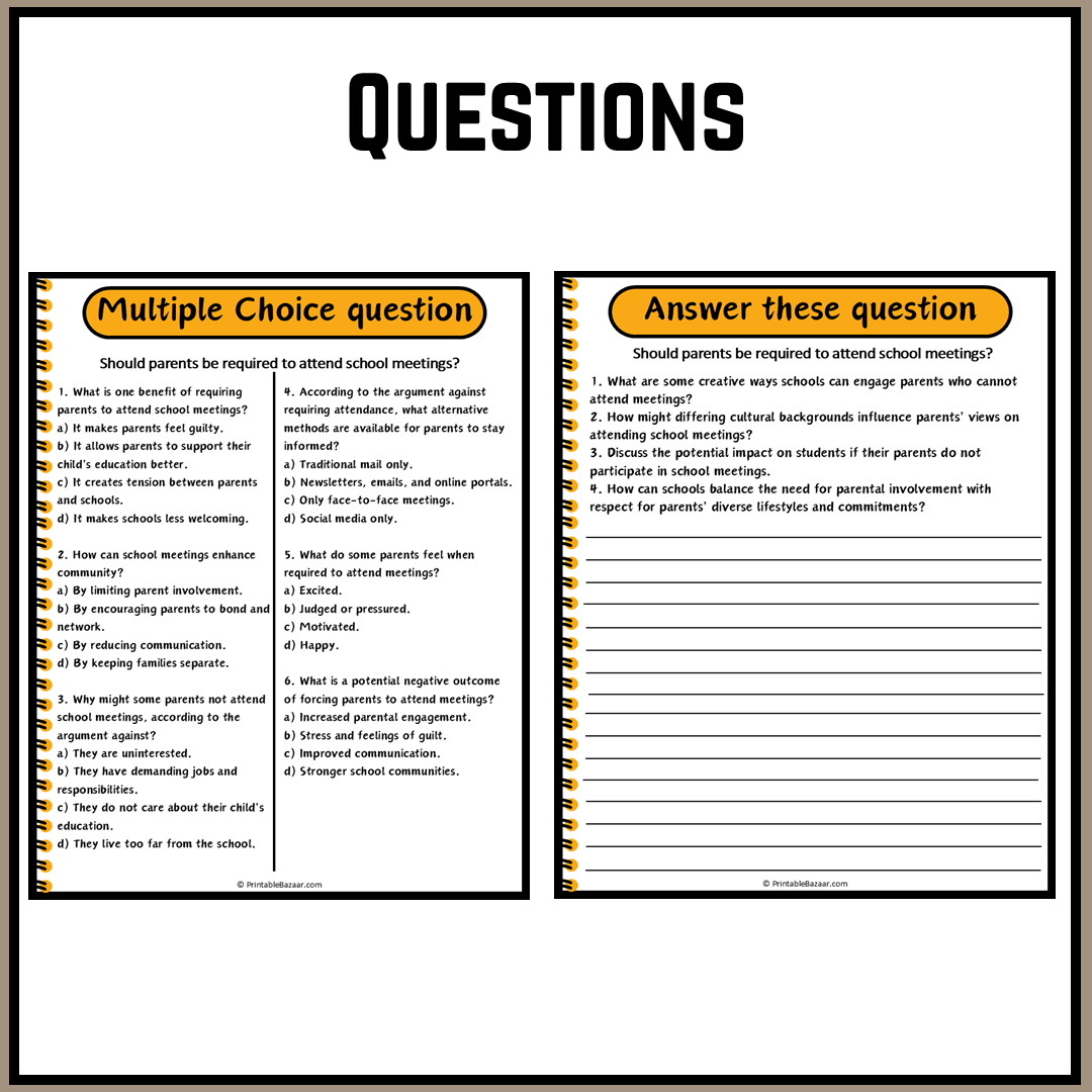 Should parents be required to attend school meetings? | Debate Case Study Worksheet