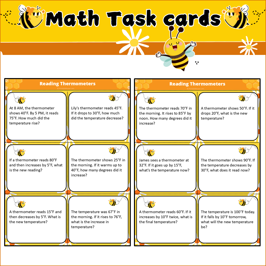 Reading Thermometers | Math Task Cards