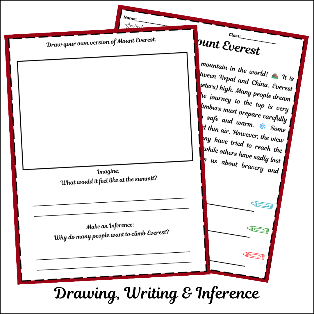 Mount Everest | Short Reading Comprehension Creative Worksheet