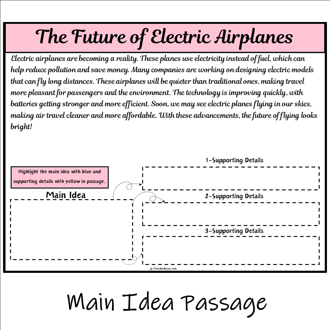 The Future of Electric Airplanes | Main Idea and Supporting Details Reading Passage and Questions