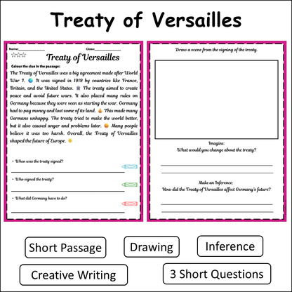 Treaty of Versailles | Short Reading Comprehension Creative Worksheet