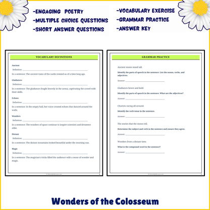 Wonders of the Colosseum | Poem Grammar Worksheet Printable Activity