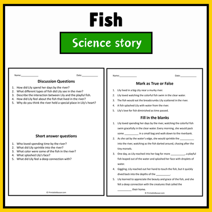 Fish | Science Story Reading Comprehension Activity