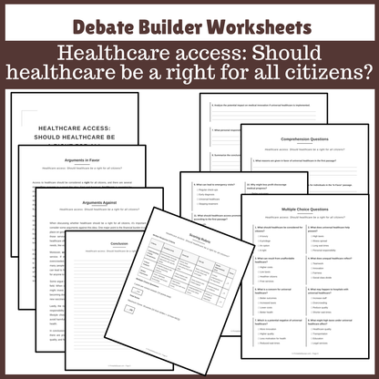 Healthcare access: Should healthcare be a right for all citizens? | Favour and Against Worksheet Printable Activity