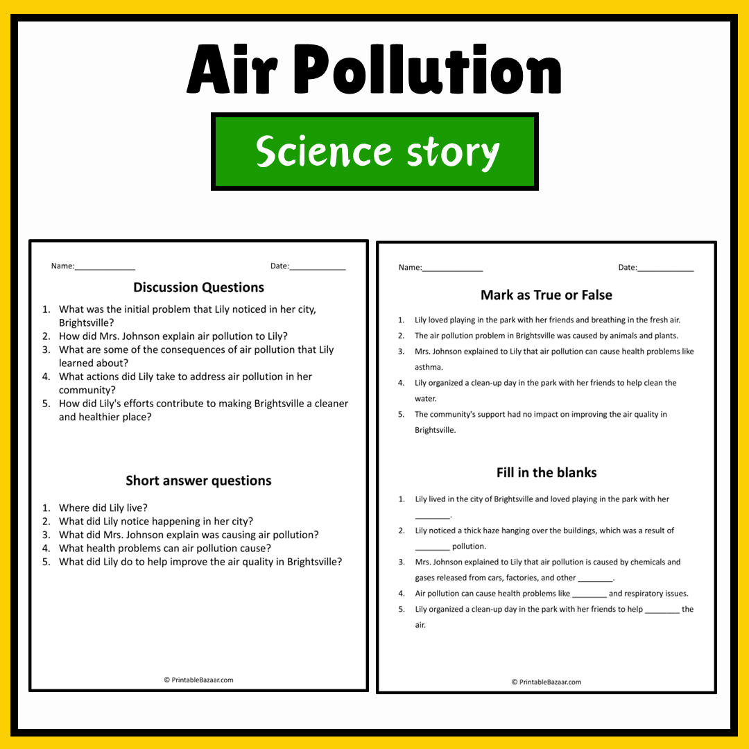 Air Pollution | Science Story Reading Comprehension Activity