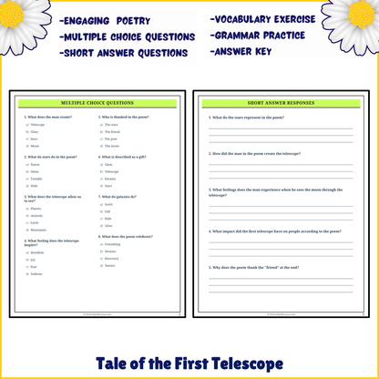 Tale of the First Telescope | Poem Grammar Worksheet Printable Activity