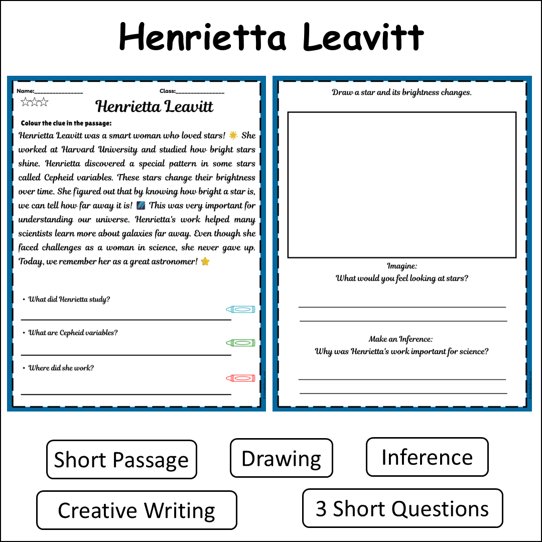 Henrietta Leavitt | Short Reading Comprehension Creative Worksheet
