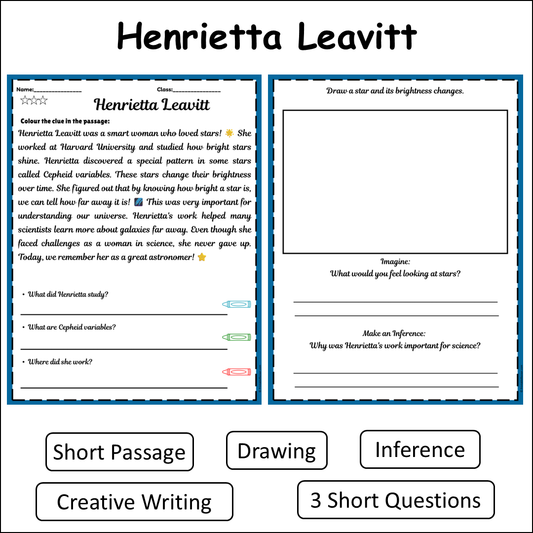 Henrietta Leavitt | Short Reading Comprehension Creative Worksheet