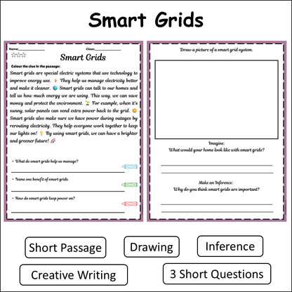 Smart Grids | Short Reading Comprehension Creative Worksheet