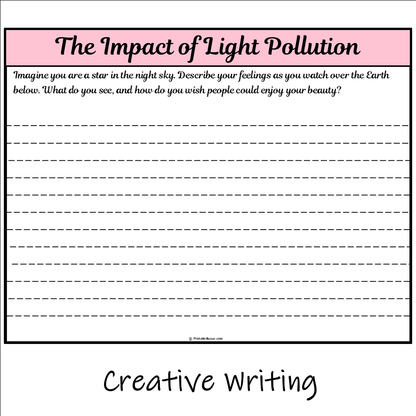 The Impact of Light Pollution | Main Idea and Supporting Details Reading Passage and Questions