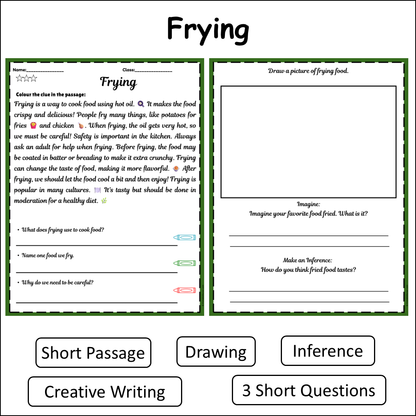 Frying | Short Reading Comprehension Creative Worksheet