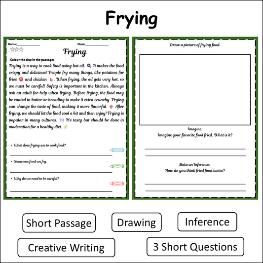 Frying | Short Reading Comprehension Creative Worksheet