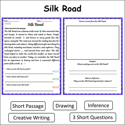 Silk Road | Short Reading Comprehension Creative Worksheet