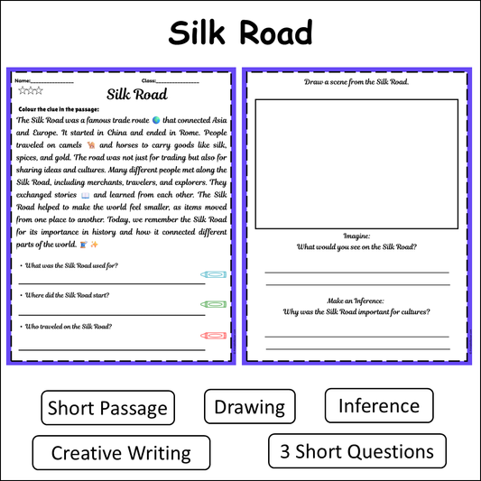 Silk Road | Short Reading Comprehension Creative Worksheet