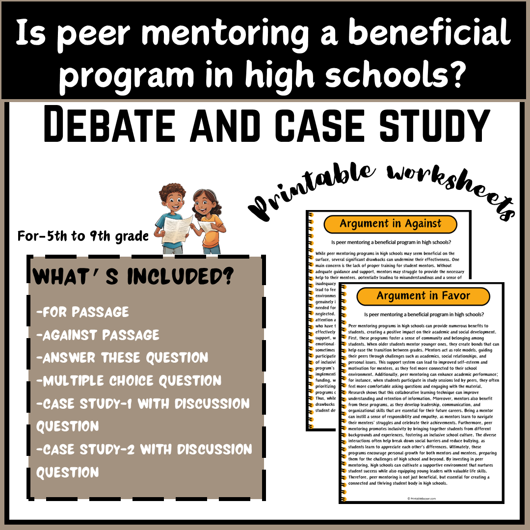 Is peer mentoring a beneficial program in high schools? | Debate Case Study Worksheet