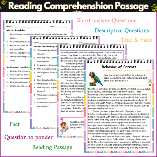 Behavior of Parrots | Reading Comprehension Passage and Questions