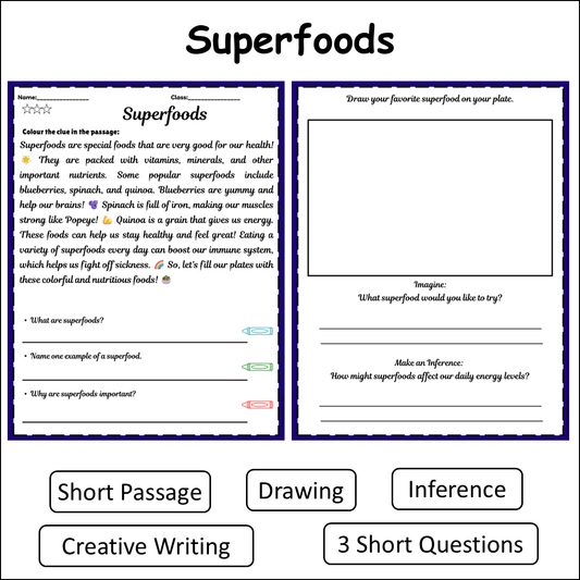 Superfoods | Short Reading Comprehension Creative Worksheet