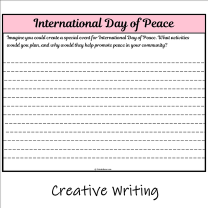 International Day of Peace | Main Idea and Supporting Details Reading Passage and Questions