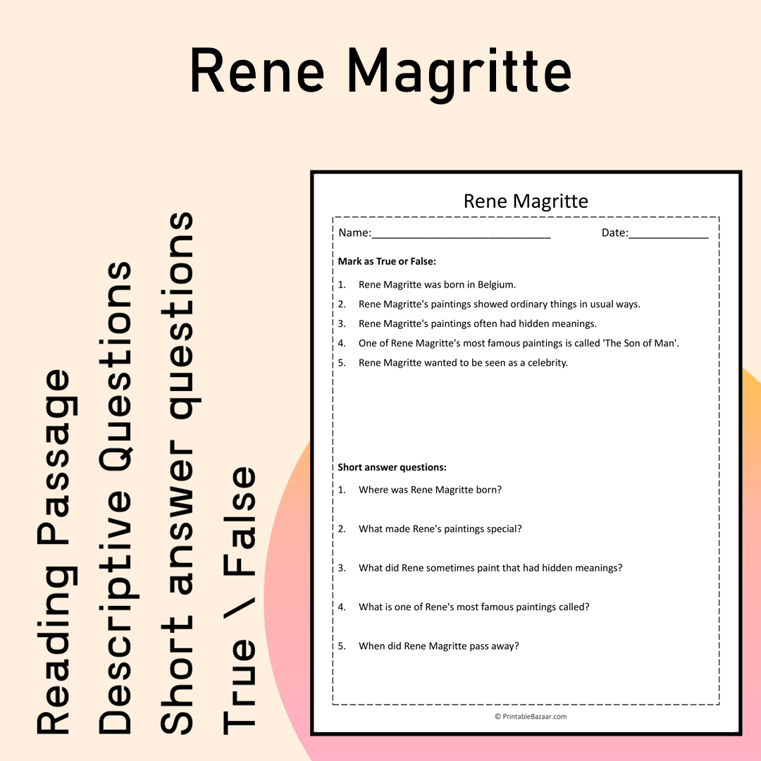Rene Magritte | Reading Comprehension Passage Printable Activity