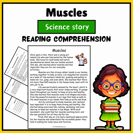 Muscles | Science Story Reading Comprehension Activity